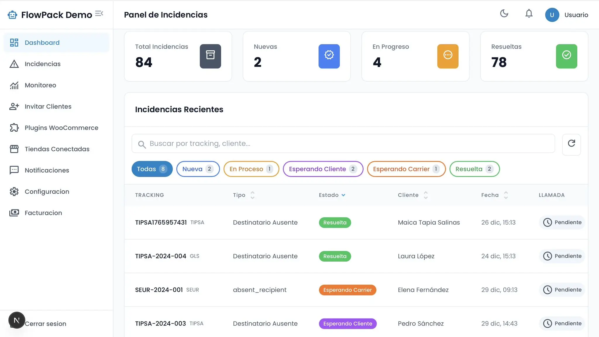 Flowpack Dashboard Preview